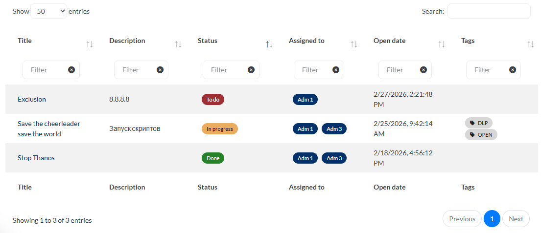IRIS task tracking